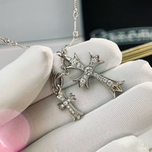 Load image into gallery viewer Cubic Zirconia Cross Necklace 高碳鑽純銀雙十字架頸鏈
