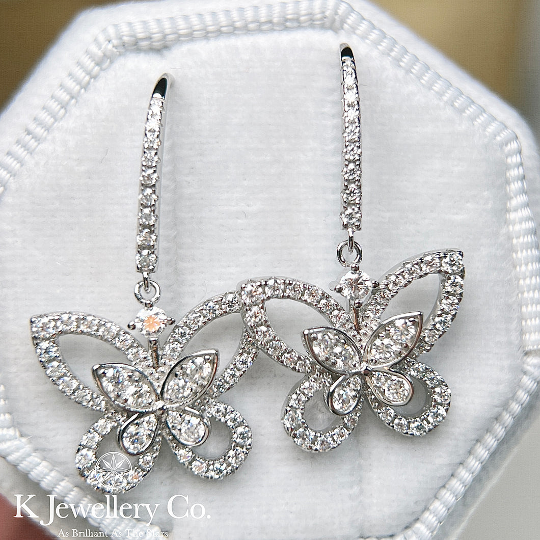 Moissanite Butterfly Silhouette Earrings Moissanite Phantom Butterfly Earrings