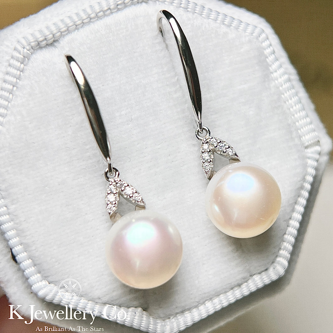 Moissanite Pearl Earrings 莫桑石天然珍珠耳鈎