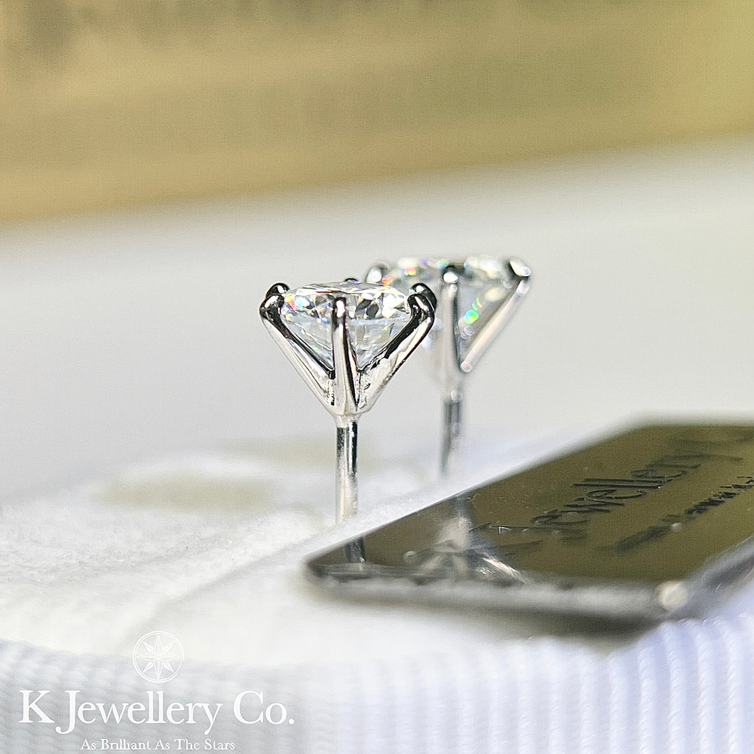 Moissanite Six Prong Earring  莫桑石清鑲高六爪螺絲/耳環