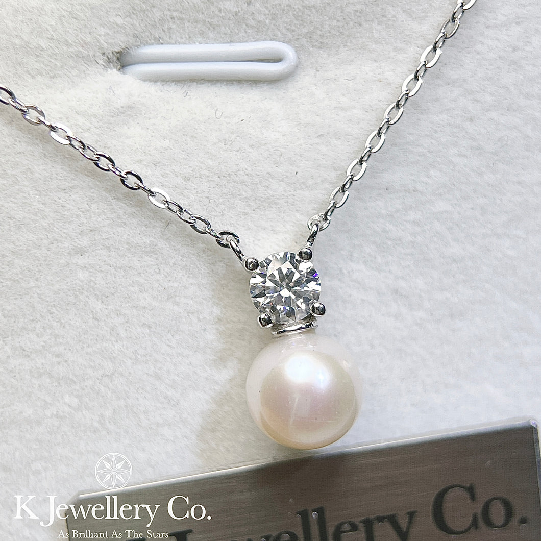 Moissanite Pearl Necklace Moissanite natural freshwater pearl necklace