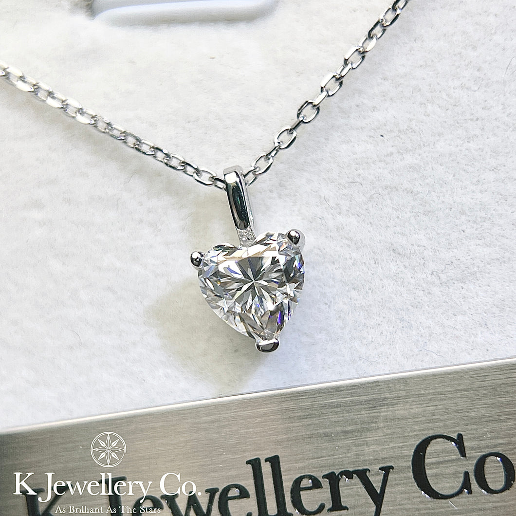 Moissanite Heart Necklace 莫桑石愛心型清鑲頸鏈