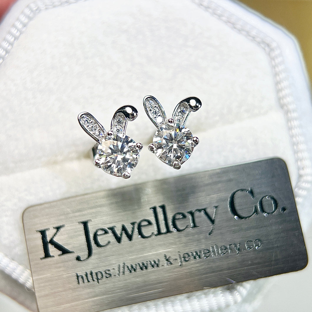 Moissanite Rabbit Earrings 莫桑石兔子耳環