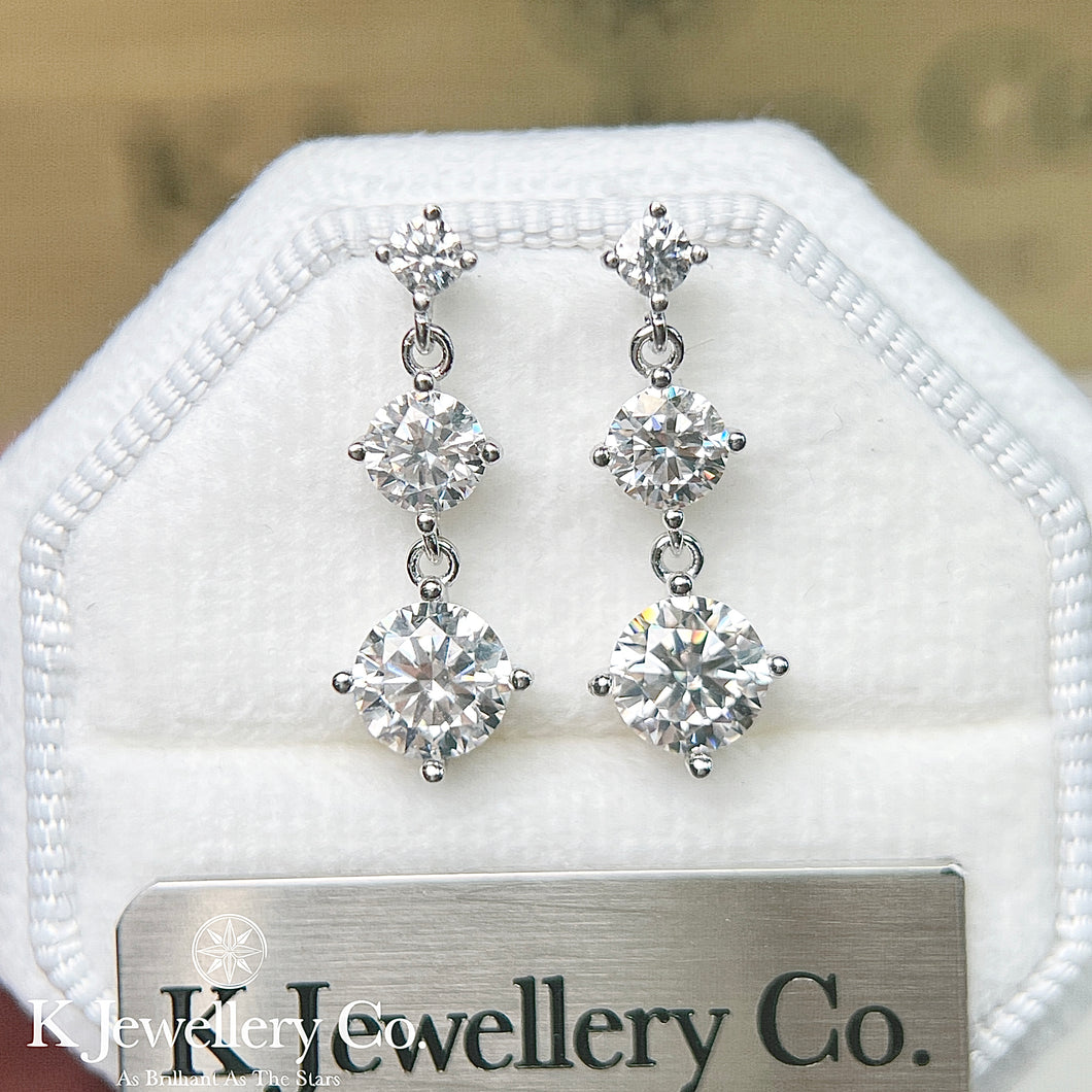 Moissanite Three Stars Earrings Moissanite Three Stones Full Moissanite Earrings