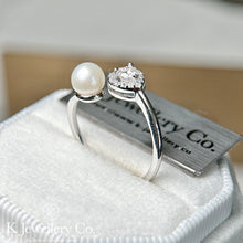 將圖片載入圖庫檢視器 Moissanite Pearl Ring 莫桑石天然淡水珍珠戒指
