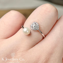 將圖片載入圖庫檢視器 Moissanite Pearl Ring 莫桑石天然淡水珍珠戒指
