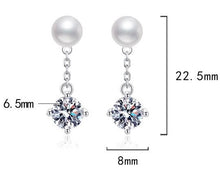 將圖片載入圖庫檢視器 Moissanite Pearl Earrings 莫桑石天然珍珠吊耳環
