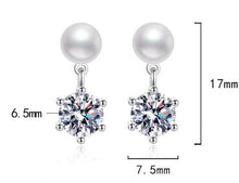 將圖片載入圖庫檢視器 Moissanite Pearl Earrings 莫桑石天然珍珠耳環
