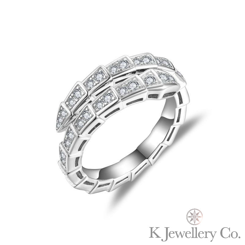 Moissanite Serpenti Ring full moissanite snake bone ring 