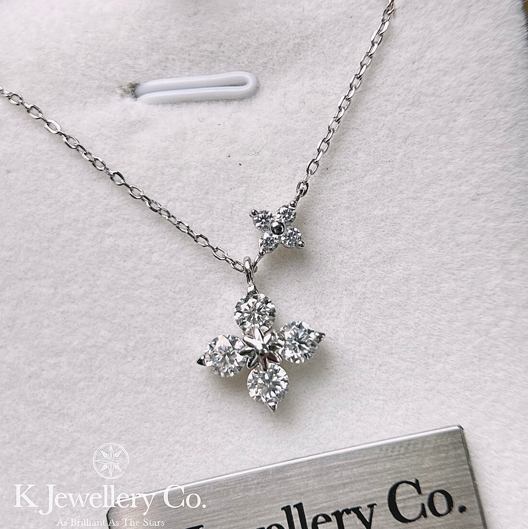 Moissanite Lucky Clover Necklace 莫桑石四葉草子母頸鏈