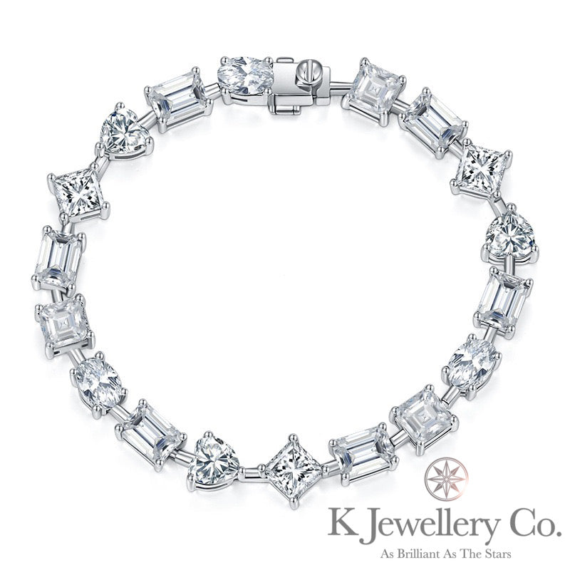 Moissanite Elegant Irregular Princess Square Heart-shaped Emerald Oval Cut Bracelet 奢華尊貴1克拉異形莫桑石公主方心形祖母綠切椭圓手鏈