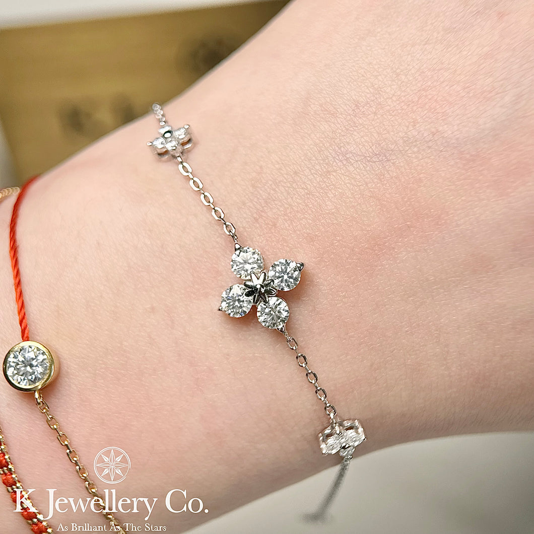 Moissanite Lucky Clover Bracelet 莫桑石四葉草三花手鏈