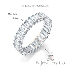 將圖片載入圖庫檢視器 Moissanite Emerald Cut Cluster Ring 莫桑石全圈/半圈祖母綠切繁星戒指
