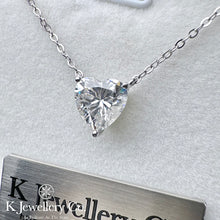 將圖片載入圖庫檢視器 Moissanite 2ct Heart Necklace 莫桑石2卡愛心清鑲頸鏈
