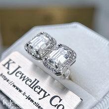 Load image into gallery viewer Moissanite Radiant Cut/ Emerald Cut Halo Ear Studs Moissanite Emerald Cut/ Radiant Cut Halo Ear Studs
