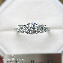 Load image into gallery viewer Moissanite Three Stars Paved Ring full moissanite three stone surround ring
