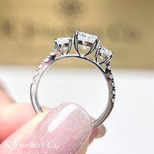 Load image into gallery viewer Moissanite Three Stars Paved Ring full moissanite three stone surround ring
