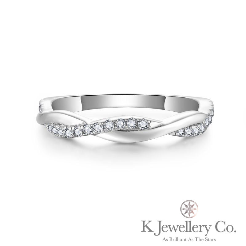 Moissanite Twisted Stacking Ring Moissanite wavy row ring 