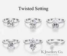 Load image into gallery viewer Moissanite Twisted Princess Cut 2ct Ring 莫桑石公主方兩卡波浪戒指
