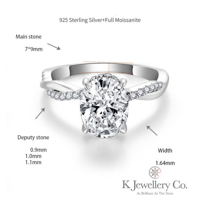 Moissanite Twisted Oval Cut 2ct Ring 莫桑石橢圓形兩卡波浪戒指