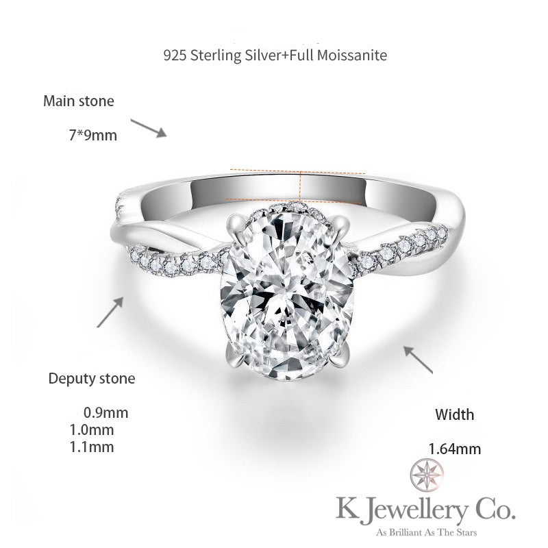 Moissanite Twisted Oval Cut 2ct Ring 莫桑石橢圓形兩卡波浪戒指