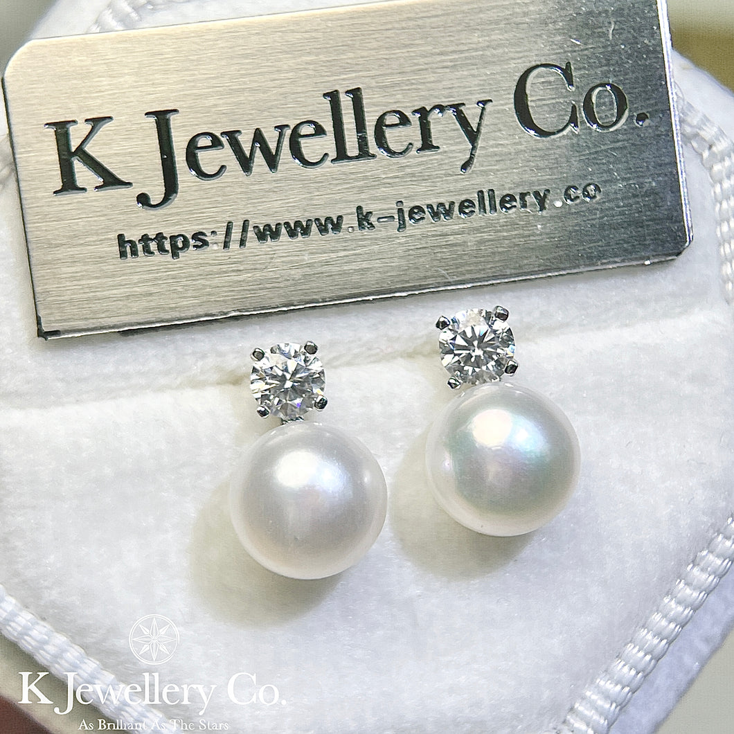 Moissanite Pearl Earrings 莫桑石珍珠耳環