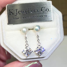 將影片載入圖庫檢視器並播放，Moissanite Pearl Earrings 莫桑石天然珍珠吊耳環
