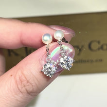 將影片載入圖庫檢視器並播放，Moissanite Pearl Earrings 莫桑石天然珍珠吊耳環
