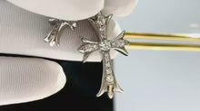 Load the video into the gallery viewer and play, Cubic Zirconia Cross Necklace 高碳鑽純銀雙十字架頸鏈
