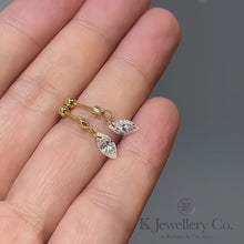 將影片載入圖庫檢視器並播放，Cubic Zirconia Marquise Earring 進口高碳鑽打孔馬眼石螺絲針耳環
