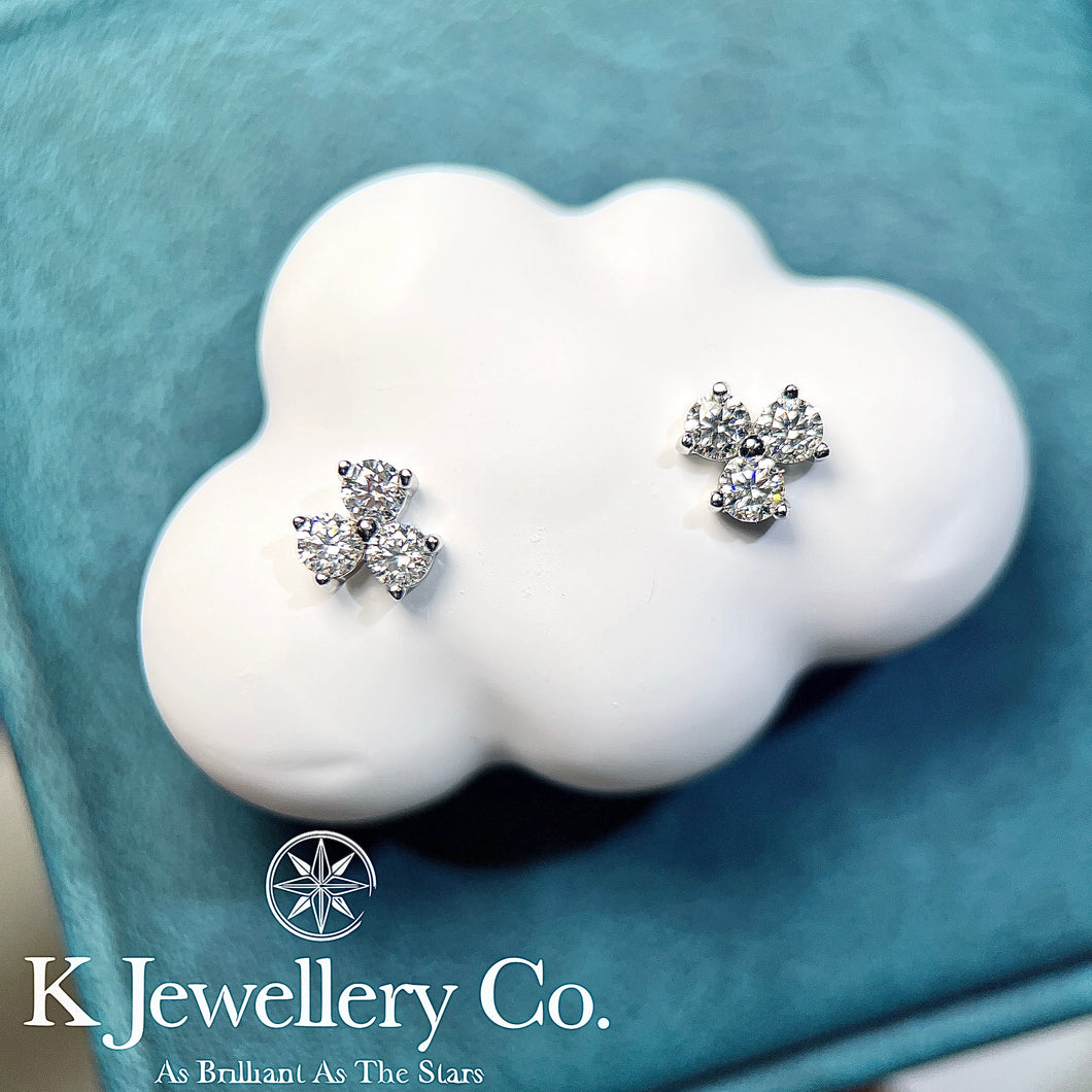 Moissanite Three Stone Earrings 莫桑石三石耳釘