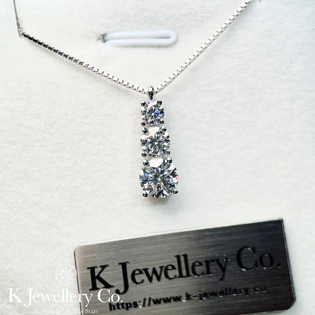 Moissanite Three Stars 1.8ct Necklace Moissanite gradient three-layer diamond necklace