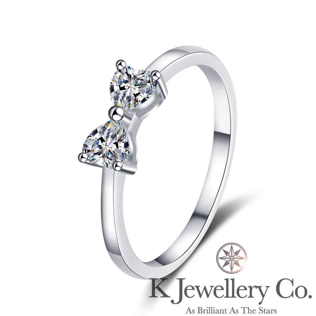 Moissanite Double Hearts Ring 莫桑石心型蝴蝶結戒指