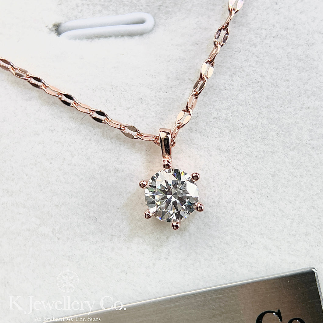 Moissanite Six Prong Necklace 莫桑石六爪頸鏈