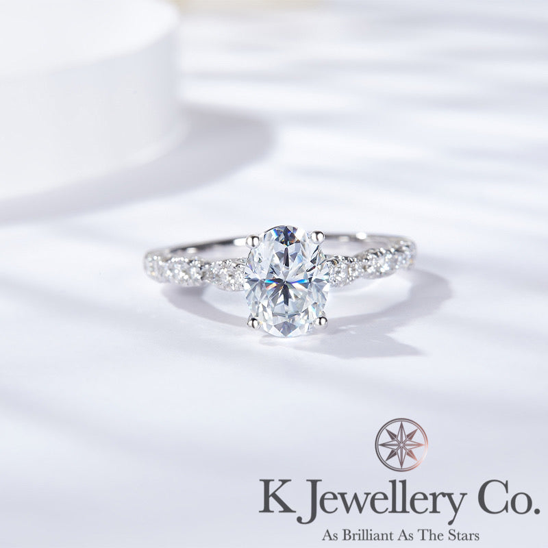 Dainty 1.5 Carat Oval Cut Moissanite Engagement Ring