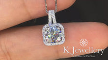 將影片載入圖庫檢視器並播放，Moissanite Square Full Paved Necklace 莫桑石方型全圍鑲頸鏈
