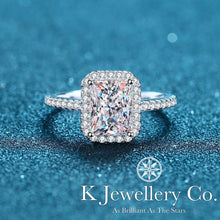 Load image into gallery viewer Moissanite Radiant Cut/ Emerald Cut Paved Ring Moissanite Emerald Cut/ Radiant Cut Paved Ring
