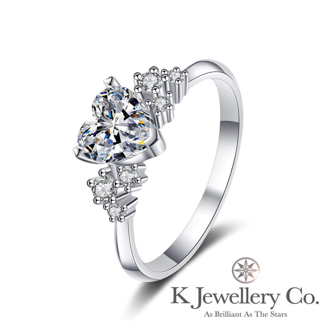 Moissanite Heart Shape Star Ring