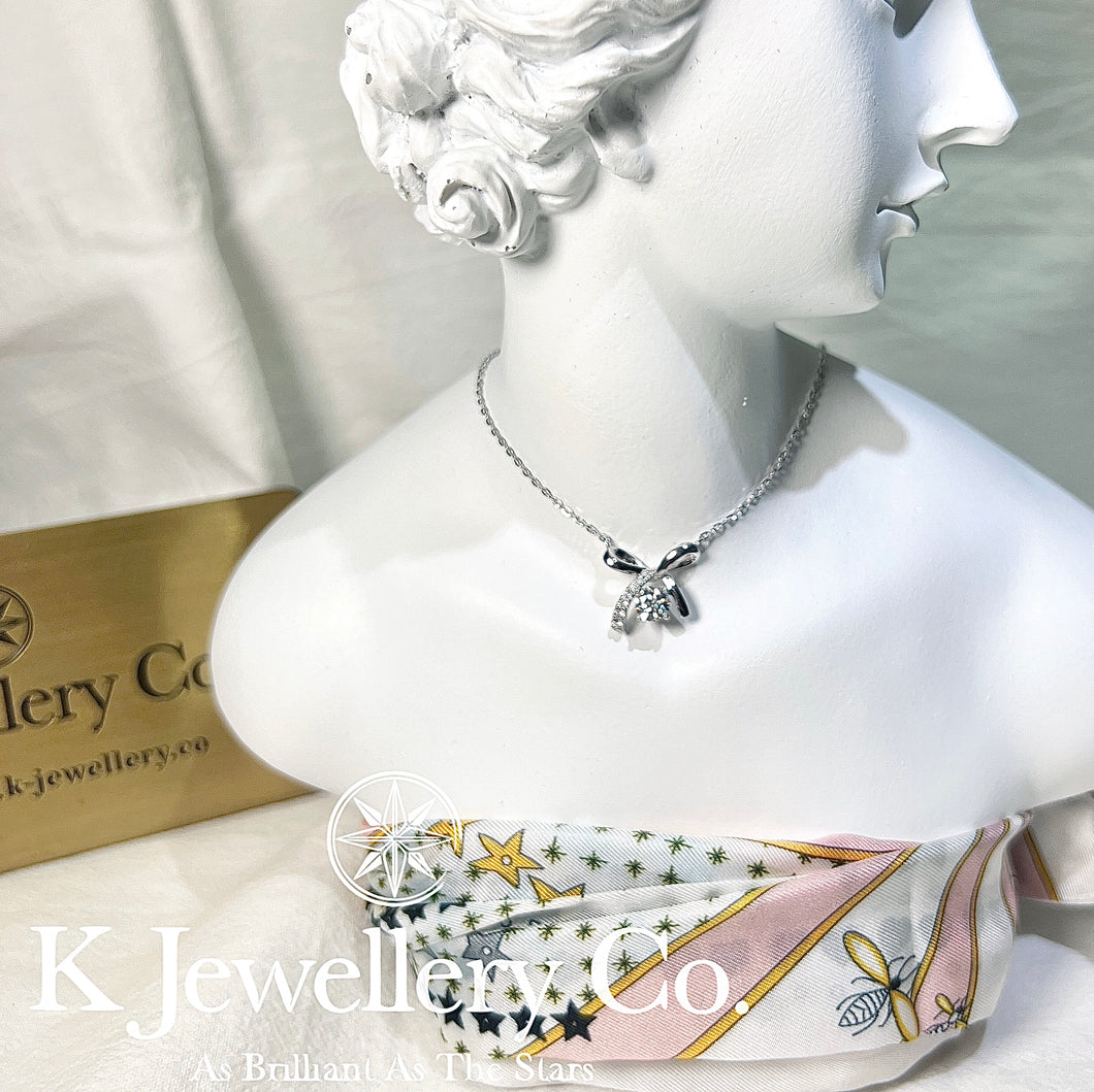 Moissanite Bowknot Necklace 莫桑石蝴蝶結頸鏈