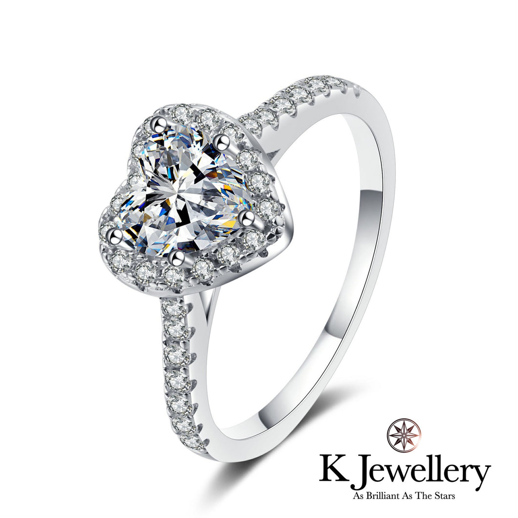 Moissanite Paved Heart Ring Moissanite heart-shaped full-circle ring