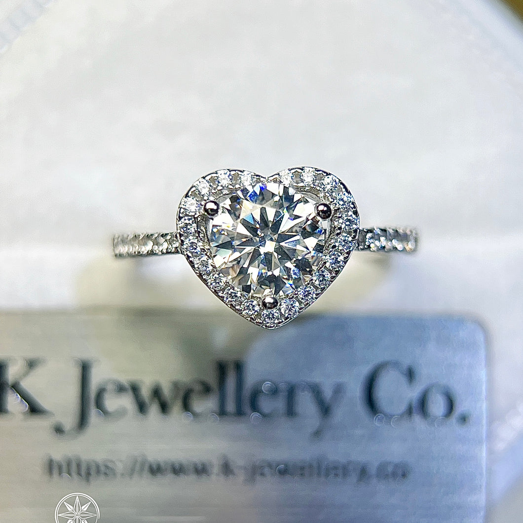 Moissanite Heart Full Paved Ring 莫桑石傾心戒指