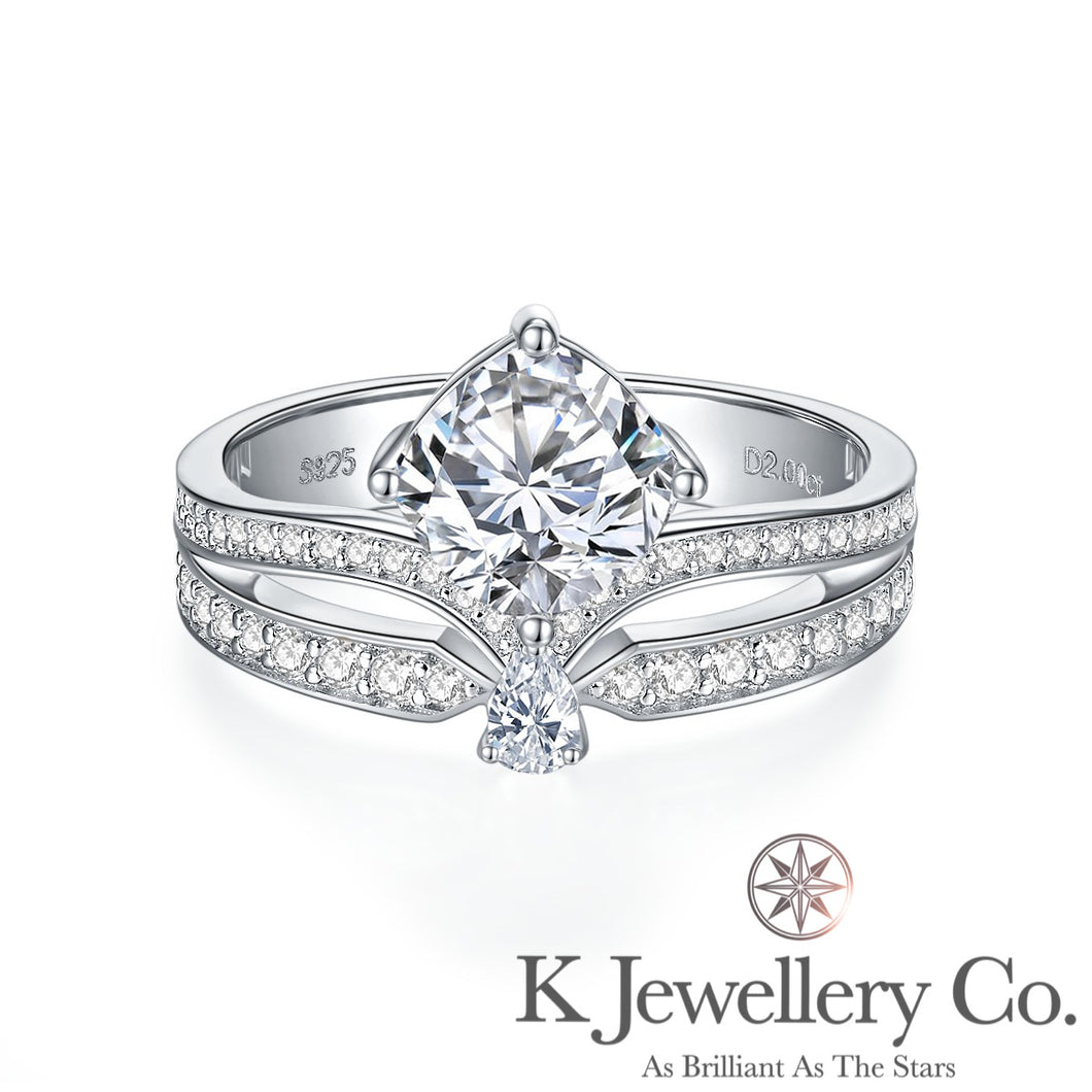 Moissanite 2ct Cushion Cut Princess Crown Ring 莫桑石冠冕枕型2卡戒指