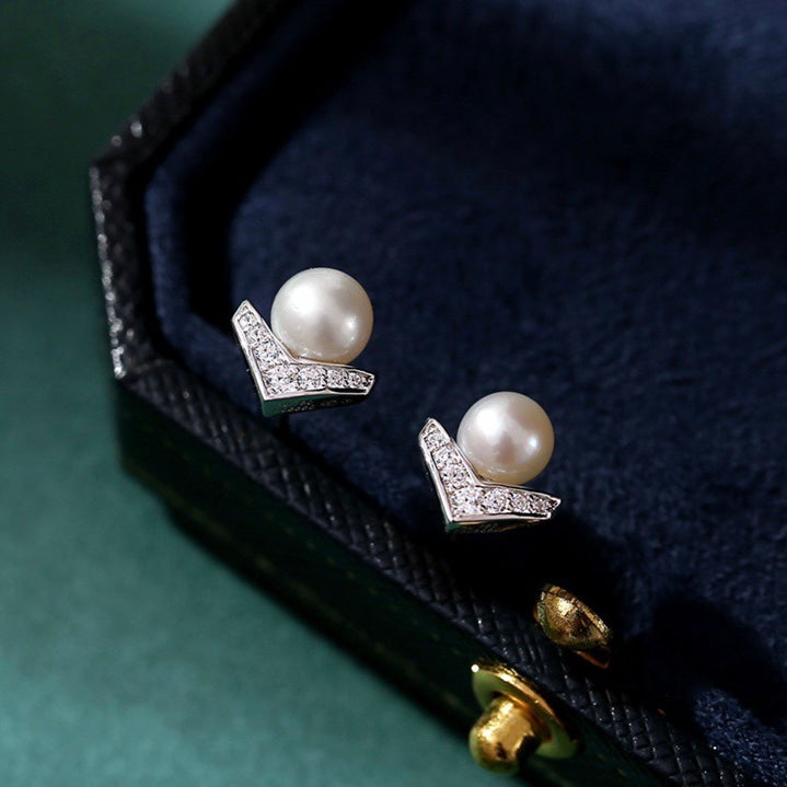 Pearl V Shape Earring 淡水珍珠V字耳環