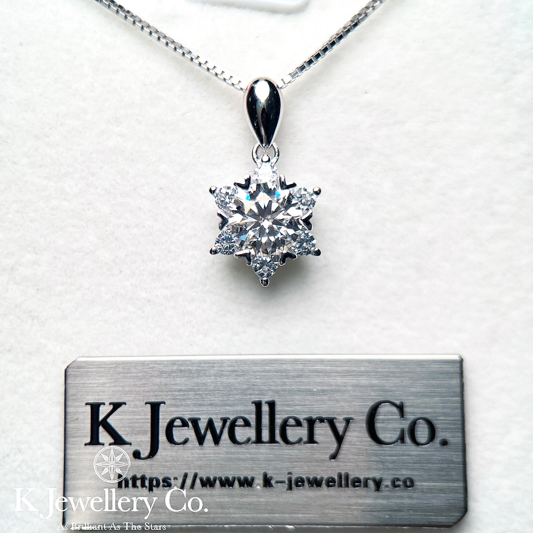 Moissanite Snowflake Pave Necklace 莫桑石圍石雪花頸鏈