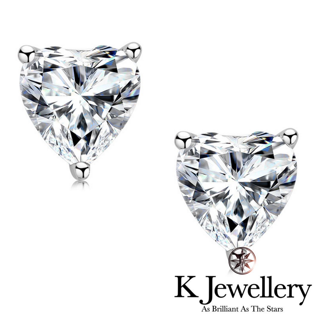 Moissanite Heart Shape Ear Studs 莫桑石愛心型鑽耳釘