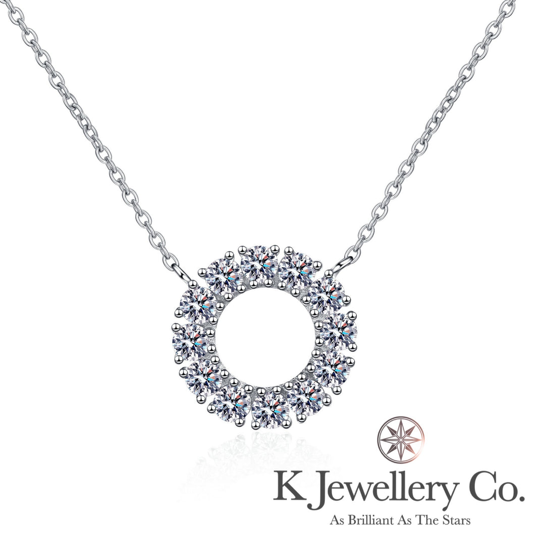 Moissanite Round Circle Necklace 莫桑石圓型滿鑽頸鏈