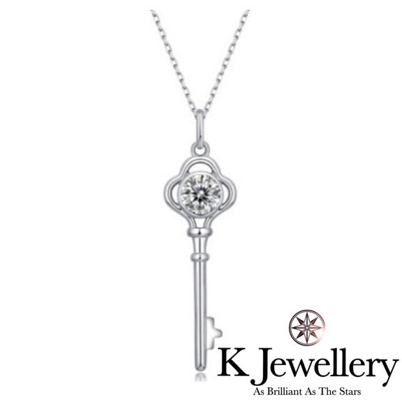 Moissanite Crown Key Necklace Moissanite Crown Key Necklace