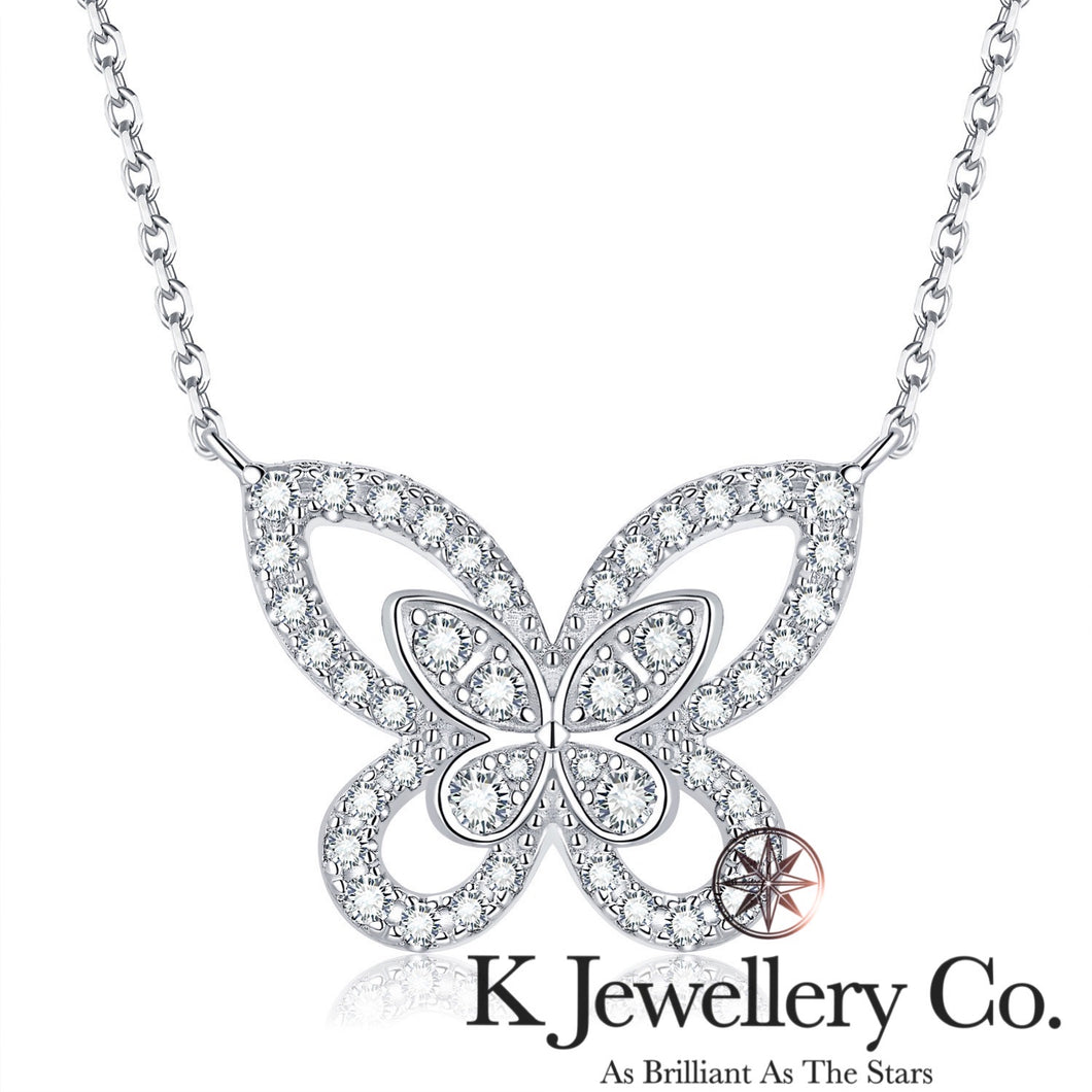 Moissanite Butterfly Silhouette Necklace Moissanite Phantom Butterfly Necklace