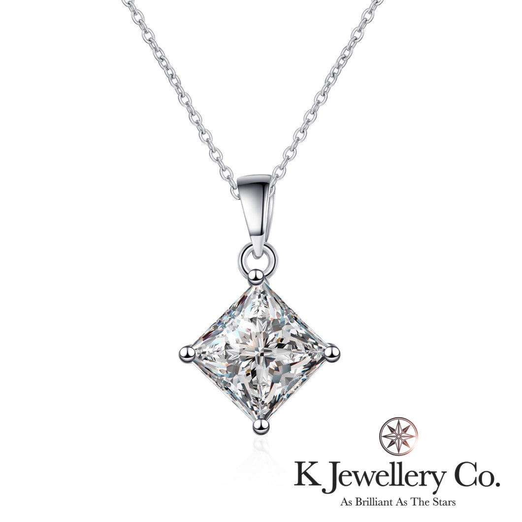 Moissanite Princess Cut Necklace Moissanite Princess Cut Necklace