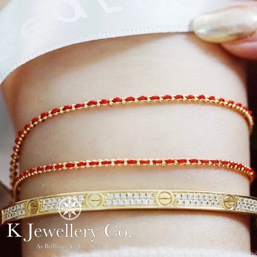 18K Gold Red Bracelet 18K 黃金編織紅繩手鏈